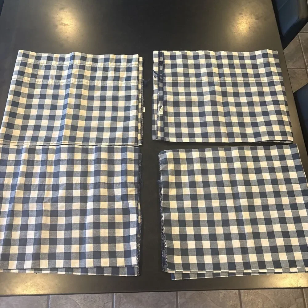 Farmhouse Gingham Valances Navy Blue Buffalo Check Country Curtains French